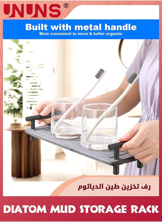 UNUNS Bathroom Tray,Water Absorbing Stone Tray For Sink,Fast Drying Stone Sink Tray,Diatomaceous Earth Tray Kitchen Bathroom Under Sink Organizer Drying Bathroom Storage,Light Gray  - Image 3