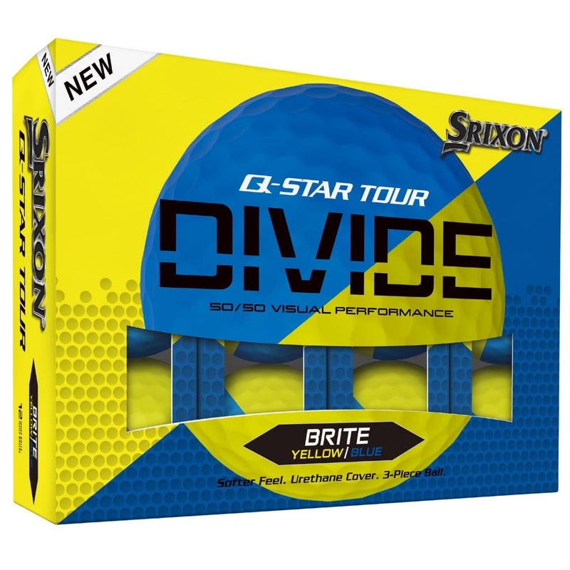 Srixon Q-Star Tour Divide Golf Balls, Blue/Yellow - Image 1