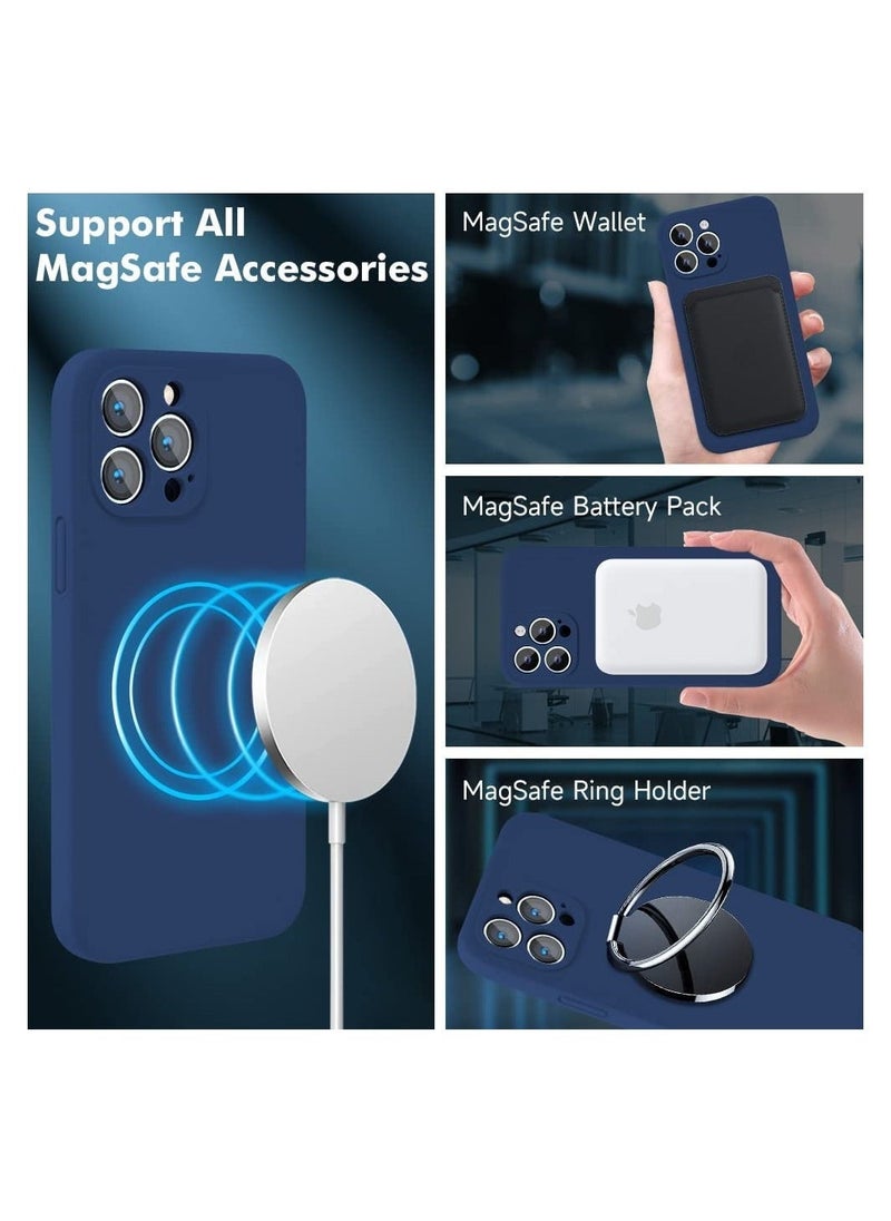 Raxoom Silicone Magnetic Case for iPhone 13 Pro Max with 2 Pack Tempered Glass Screen Protector Magsafe Case - Image 2