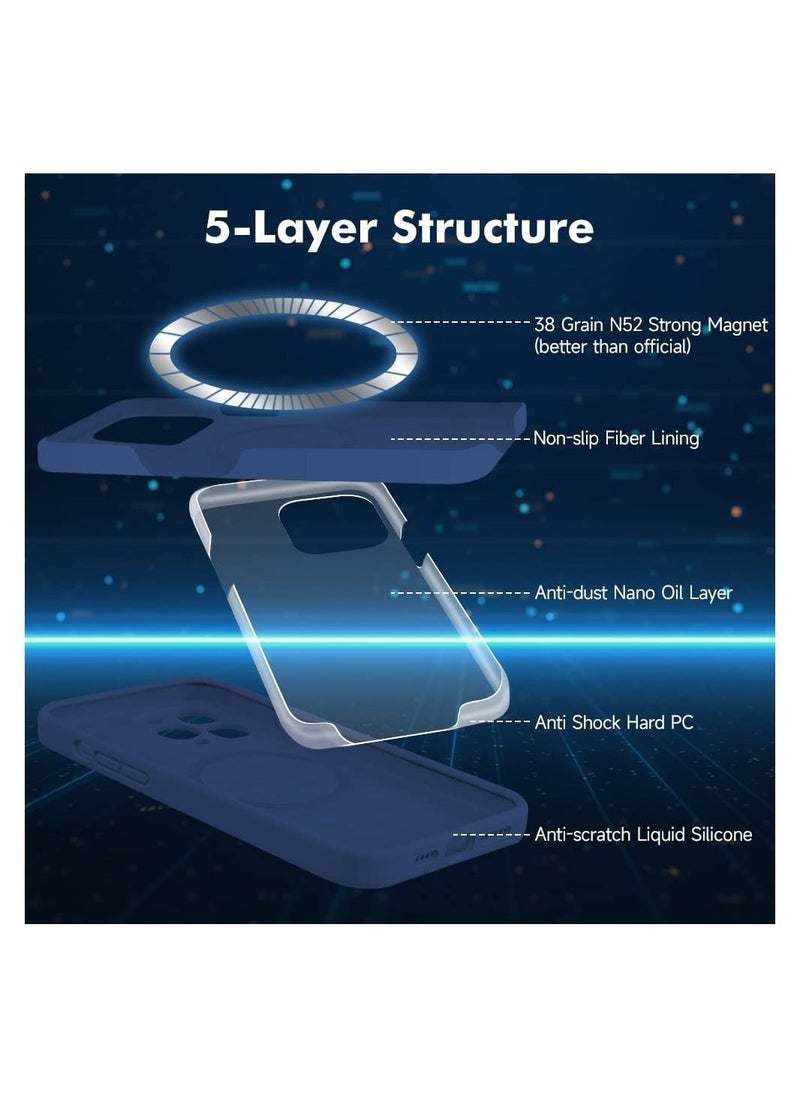 Raxoom Silicone Magnetic Case for iPhone 13 Pro Max with 2 Pack Tempered Glass Screen Protector Magsafe Case - Image 4