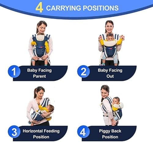 Zmacaw 4-in-1 Baby Carrier Cum Kangaroo Bag | Travel Friendly Baby Holder for Front, Back | Adjustable, Comfy & Safe with Buckle Straps, 6 to 18 Months Baby,Max Weight Up to11Kgs (Blue) - Image 2
