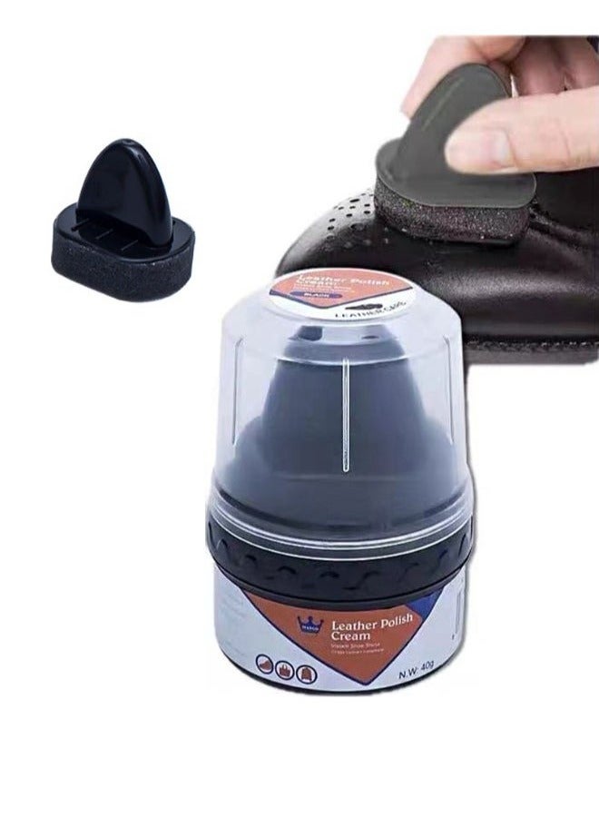 Leather Polish Cream, Self Shine Black Shoe Polish with Applicator Shoe Cream Shoe Shine Sponge Kit Shoe Shiner for Leather Boots and Shoes Care, Protects Leather from Scuffs and Scratches - Image 1