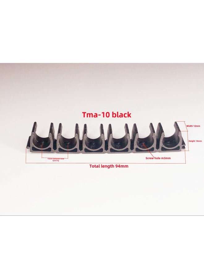 U-shaped Buckle 4/6/8/10/12/14/16MMPU Tracheal Clamp Multi-tube Clamp Seat Nylon Fixed Row Groove Pipe Clamp-Specification Model:Black Splicing Model Tma-10 6 Digits