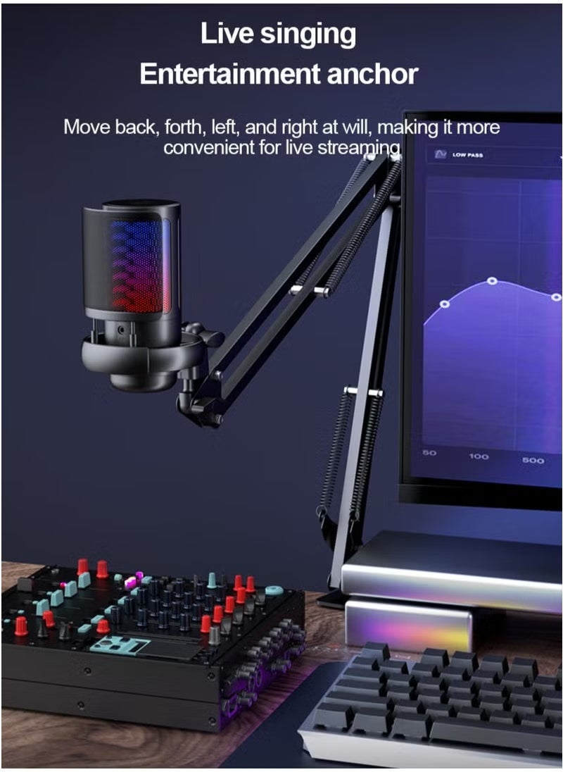 ELTRAZONE Gaming PC USB Microphone with Boom Arm and Pop Filter – Podcast Condenser Mic with Mute Button and RGB Lighting, Perfect for Streaming, Online Chat, YouTube, PS4/PS5, and PC Gaming, High-Quality Sound for Gamers and Content Creators  - Image 2