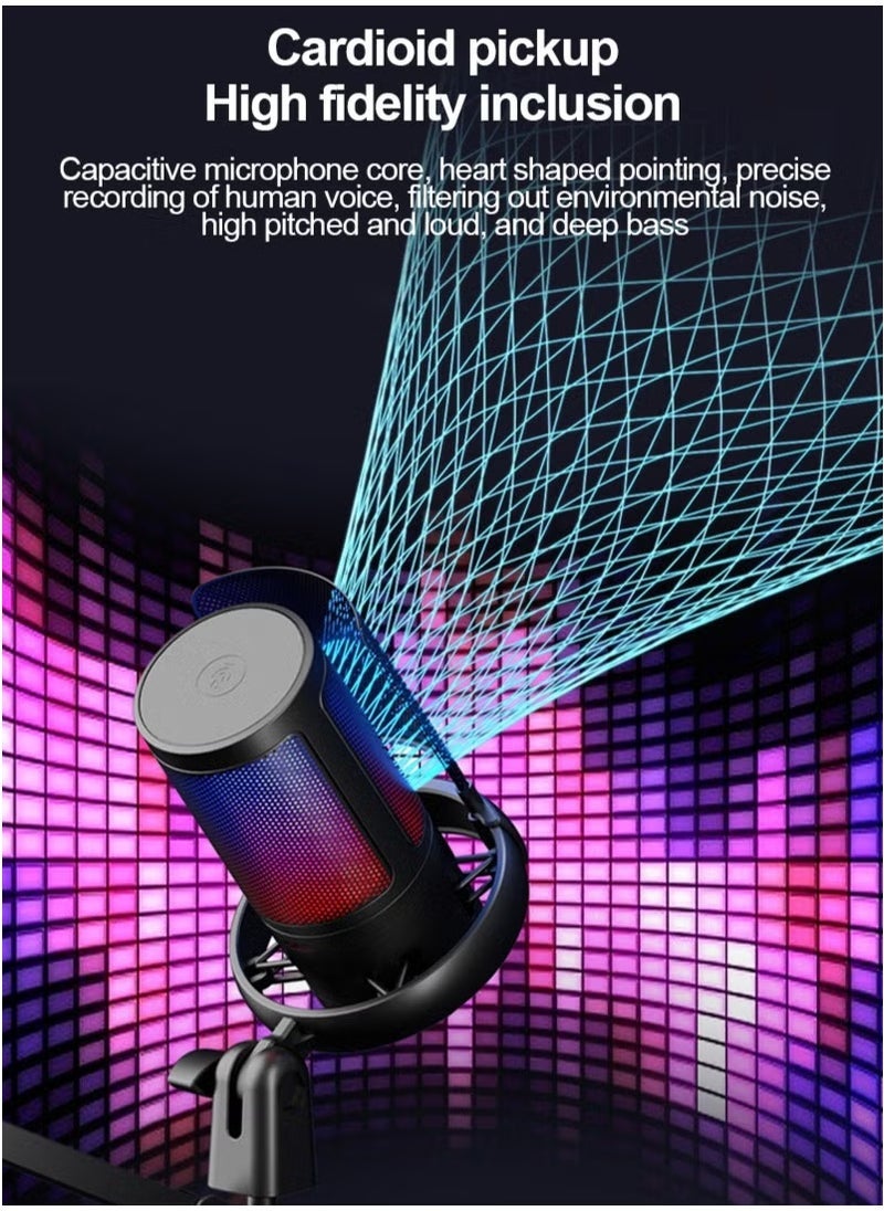 ELTRAZONE Gaming PC USB Microphone with Boom Arm and Pop Filter – Podcast Condenser Mic with Mute Button and RGB Lighting, Perfect for Streaming, Online Chat, YouTube, PS4/PS5, and PC Gaming, High-Quality Sound for Gamers and Content Creators  - Image 4