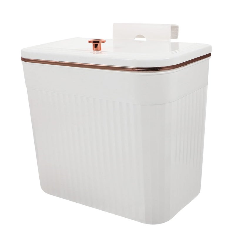 Hanging Kitchen Trash Bin with Lid 7l Small Wall-Mounted Compost Waste Container for Cabinet Door Bathroom and Home Use - Image 1