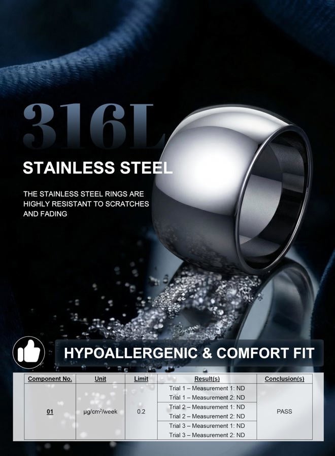 Florideco Stainless Steel Ring for Women Men Wedding Band Simple Pinky Thumb Ring Thick Thin Stacking Rings High Polish Engagement Promise Rings Plain Domed Comfort Fit Size 6 to 10, Stainless Steel - Image 2