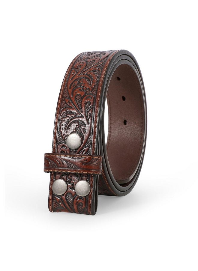 WOWOGO - Western Genuine Leather Belts For Women Men Cowboy Cowgirl Floral Embossed Belt Strap - Image 1