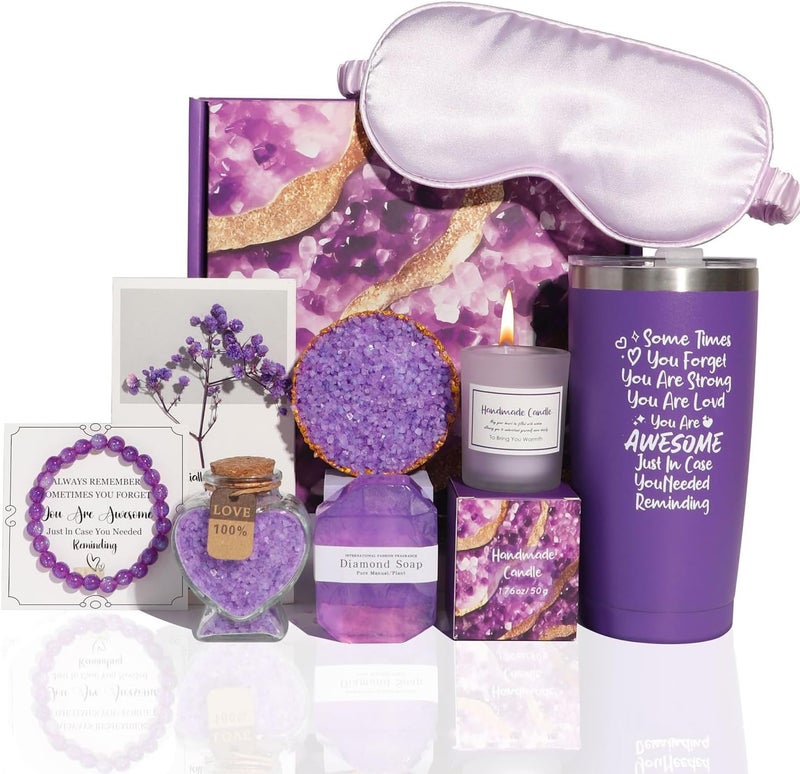 Makbeaty Spa Gift Set for Women, 8PCS Bath Gift Set with Gift Box, Lavender Self Care Spa Gifts, Relaxation Spa Gift Set, Luxury Birthday Spa Gift Set for Mom, Wife, Sister, Best Friend - Image 1