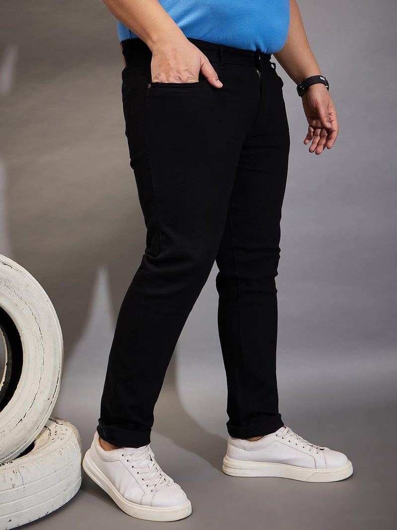 Bigbanana Plus Size Men's Regular Fit Solid Jeans (Zenith,Black,5XL) - Image 5
