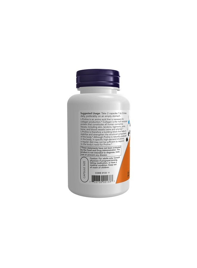 now Supplements Lproline 500 Mg Collagen Production* Structural Support* 120 Veg Capsules - Image 4