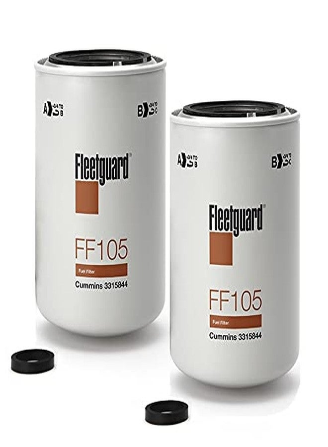 Fleetguard FF105 Fuel Filter Spin On (Pack of 2), Replaces Baldwin BF957, Donaldson P550105, Wix 33109