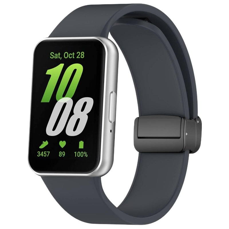 سوار ساعة ذكية باللون رمادي قابل للتعديل رياضي من السيليكون متوافق مع Samsung Galaxy Watch بملاءمة قابلة للتعديل وحزام ناعم للاستبدال اليومي - Image 5