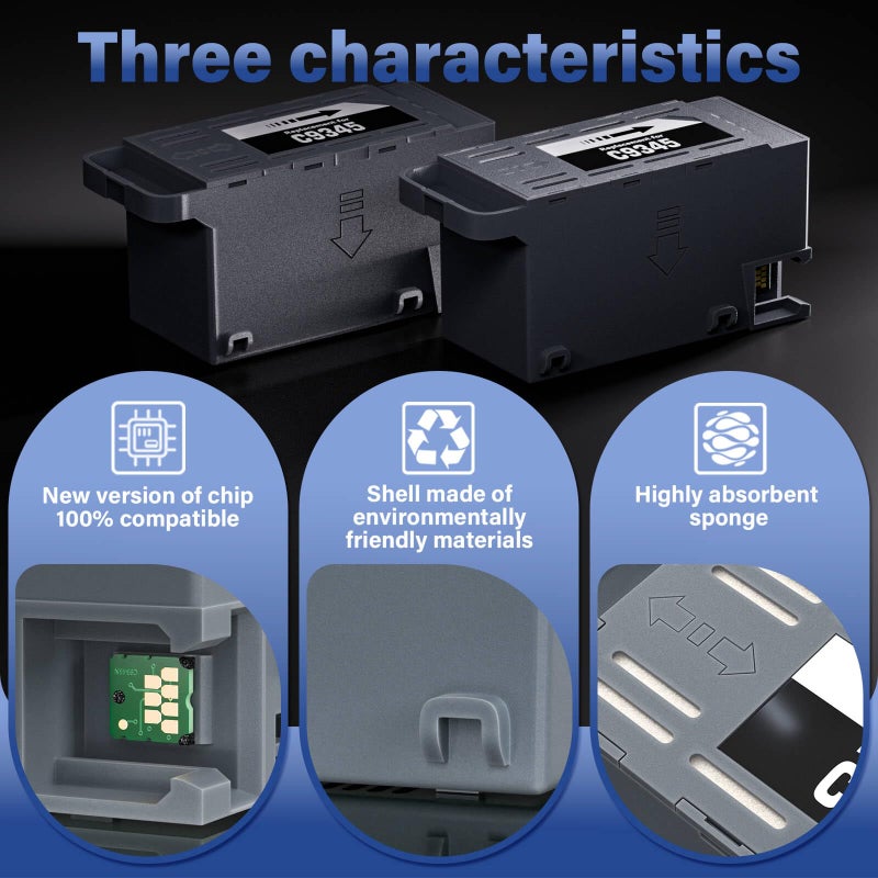inkgens C9345 Ink Maintenance Box 2 Set Tank for ET-8550 ET-16600 ET-5850 ET-5800 ET-16650 ET-8500 WF-7840 WF-7820 ET-5880 WF-7310 ST-C8000 ST-C8090 Printer (PXMB9/C12C934591) - Image 4