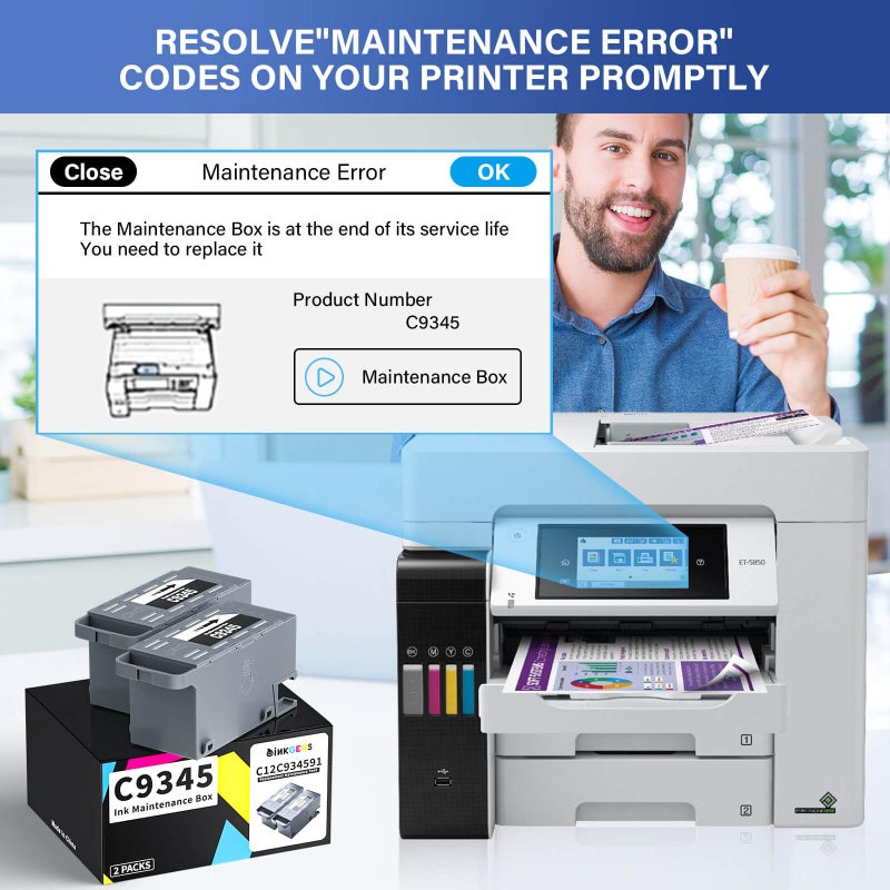 inkgens C9345 Ink Maintenance Box 2 Set Tank for ET-8550 ET-16600 ET-5850 ET-5800 ET-16650 ET-8500 WF-7840 WF-7820 ET-5880 WF-7310 ST-C8000 ST-C8090 Printer (PXMB9/C12C934591) - Image 3