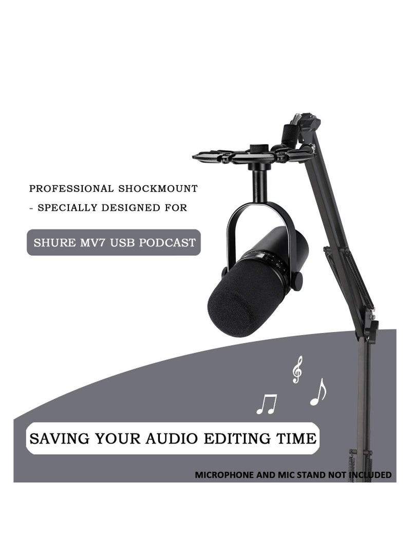 MV7 Shock Mount, Reduces Vibration Noise, Professional Shockmount, Matching Mic Boom Arm Stand, Compact Design, Boom Arm Capability, More Streamlined Design Compatible for Shure MV7 Mic - Image 2