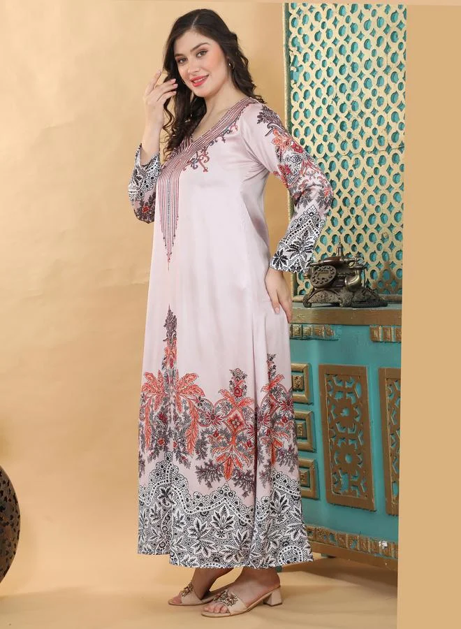 مكسيم كريشن جلابية بطبعة وتفاصيل لؤلؤ