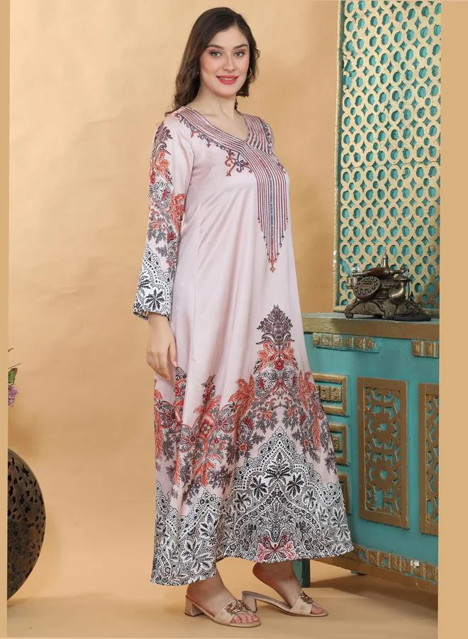 مكسيم كريشن جلابية بطبعة وتفاصيل لؤلؤ