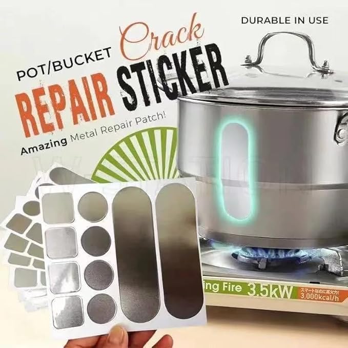 FIORENSE FIORENSE Steel Patch Sticker Leakage Repair Waterproof Sticker Creak Seal Stickers Aluminum Foil Sticker Patches for Fixing Broken Things PotBucket Crack Repair Sticker  - Image 3