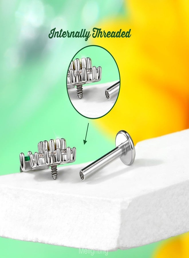 Melighting MeIighting Flower Flat Back Earring Internally Threaded 16G Cartilage Earring Clear CZ 8 mm Helix Earring Helix Stud Stainless Steel 316L Helix Piercing - Image 4