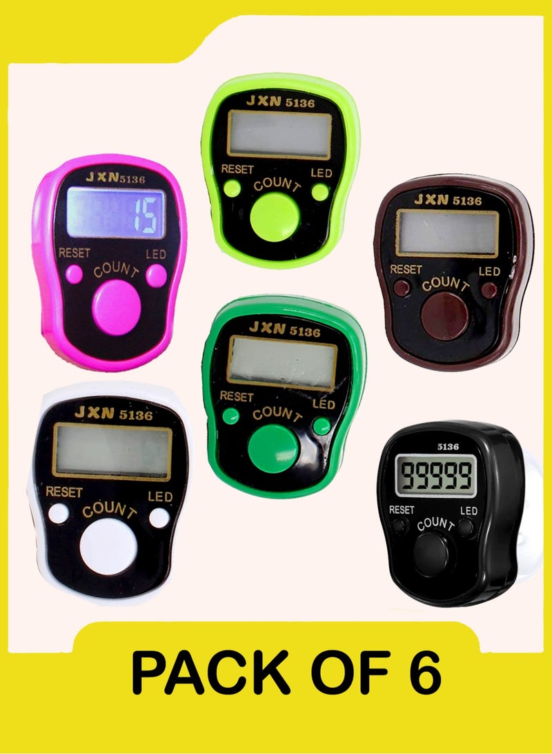 Digital electronic tasbeeh counter with LCD screen and LED light 6 pcs