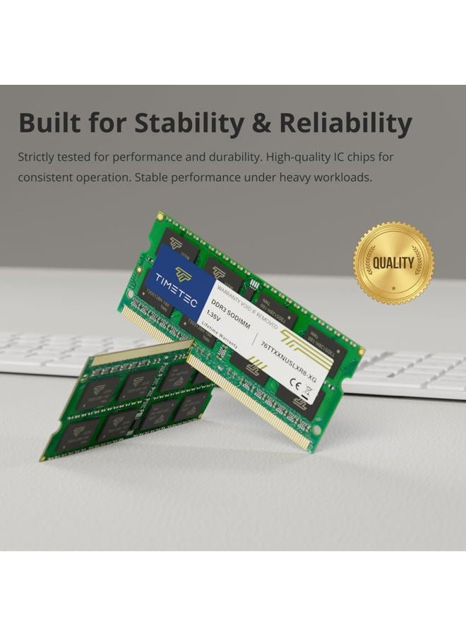 Timetec 8GB DDR3L / DDR3 1600MHz (DDR3L-1600) PC3L-12800 / PC3-12800(PC3L-12800S) Non-ECC Unbuffered 1.35V/1.5V CL11 2Rx8 Dual Rank 204 Pin SODIMM Laptop Notebook PC Computer Memory RAM Module Upgrade - Image 5