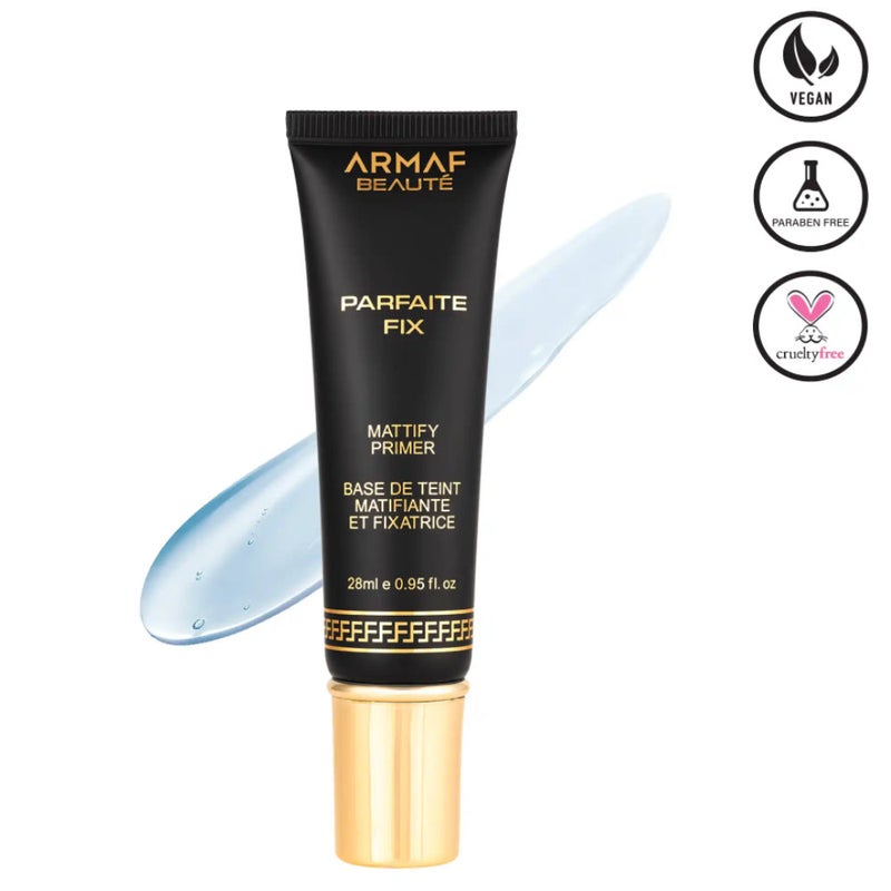 Armaf Beaute أرماف بيوتي بارفيت فيس ميك أب فيكس ماتيفاي برايمر 28 مل، برايمر جل شفاف مع فيتامين E، تحكم في الزيوت، قاعدة مكياج ماتيفاي، لمسة نهائية خالية من اللمعان، لجميع درجات البشرة - Image 1