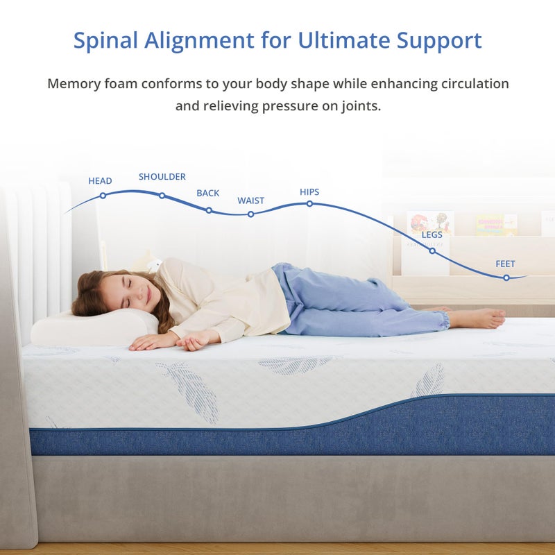 EGOHOME Medium Twin Mattress 6 Inch Memory Foam Mattresses Bed in a Box with Gel Foam and Removeable Fiberglass Free Cover for Cool Sleep and Back Pain Relief, CertiPUR-US Certified, Blue - Image 3