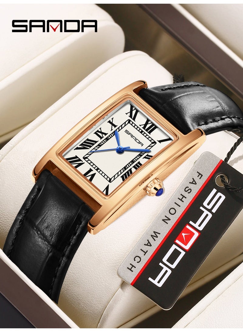 ساندا ساعات رجالية جديدة 1150 ساعة أنيقة للزوجين بتصميم أنيق ومينا مستطيلة مقاومة للماء وحركة كوارتز ساعة رجال الأعمال - Image 1