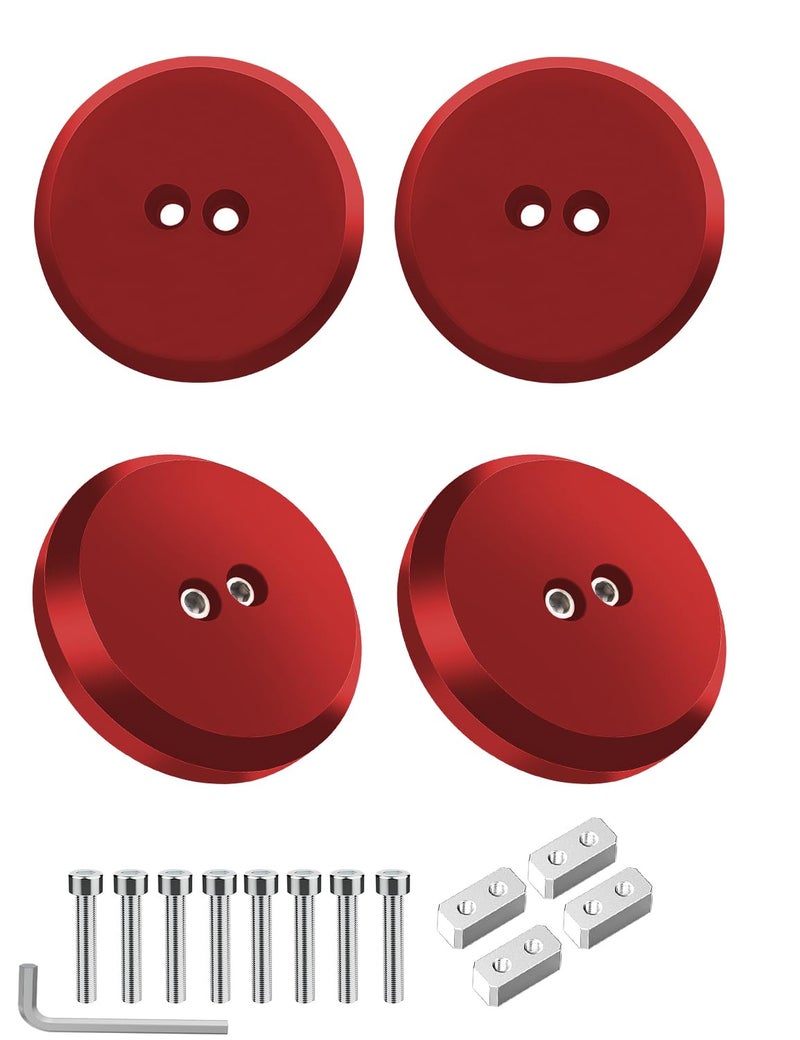ADTOPI Corvette Jack Pucks Billet Aluminum Lifting Puck Jack Pad Adapter Floor Jack Pad Compatible with 19972025 Corvette C5 C6 C7 C8 Porsche 944 964 993 996 997 911 Boxster Cayman 4 Pack Red