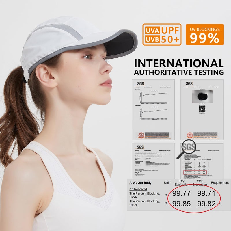 GADIEMKENSD GADIEMKENSD Sport Hat 50+ UPF Inhibit UV Lightweight Baseball Cap Quick Drying Reflective Foldable Cap Water Repellency with Mesh Race Suitable for Men Woman Running Outdoor Activity Cap Dark Gray  - Image 2