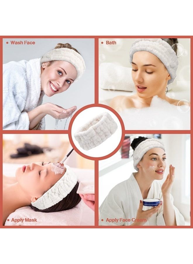 Chuangdi - 3 Pieces Spa Facial Headband for Makeup and Washing Face Women Spa Yoga Sports Shower Facial Head Band Elastic Head Wrap for Girls and Women (White) - Image 1