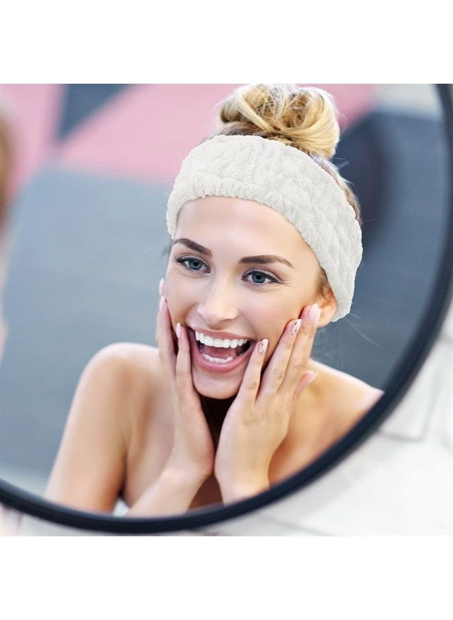 Chuangdi - 3 Pieces Spa Facial Headband for Makeup and Washing Face Women Spa Yoga Sports Shower Facial Head Band Elastic Head Wrap for Girls and Women (White) - Image 1