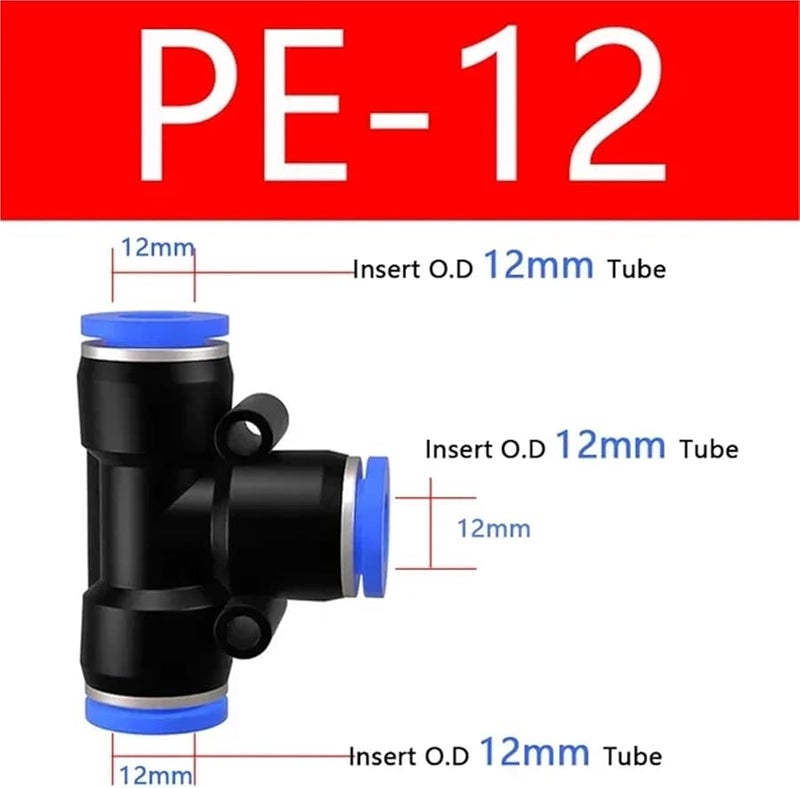 مشابك الضغط للتوصيل 50 قطعة موصل سريع للخرطوم الهوائي والمائي مقاس 4 مم إلى 12 مم حجم PE 12 - Image 3