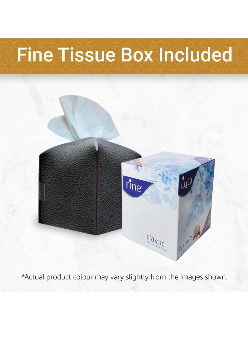LeArt Leather Tissue Box Cover – Elegant Tissue Box Holder for Office Car Hotel Home Decor | Living Room Bedroom Bathroom | Facial Tissue Holder, Car Tissue Box Holder (Black Cube) - Image 4