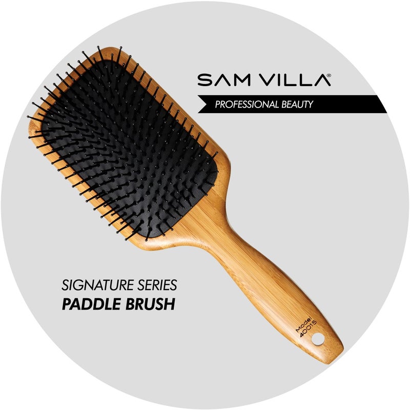 Sam Villa Signature Series Bamboo Brush Wooden Paddle Brush For Hair Styling - Image 2