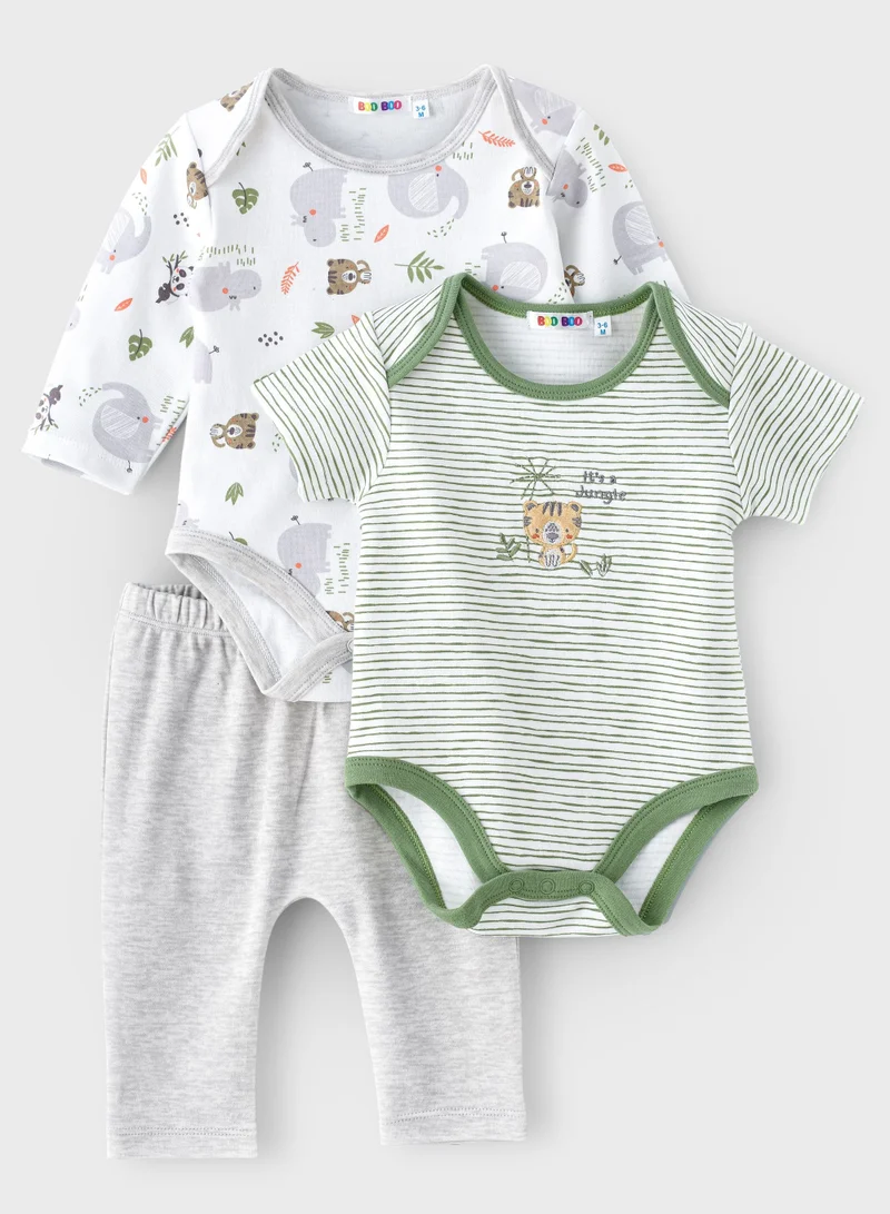 Boo Boo BooBoo Kids Jungle Range 3 PC 2 Bodysuit +Legging