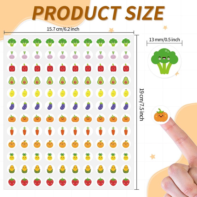 WANGHENG 2400 Pcs Small Sticker for Kids,Mini Fruit Sticker Cute Paper Decals 10 Designs Self-Adhesive Stickers for Summer Party Envelopes Scrapbook Gifts DIY Supplies,0.5in（Fruit） Demand fit global economical quality - Image 2