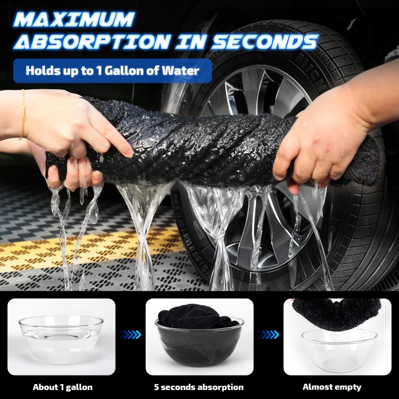 SMINDER 2-Pack 1200 GSM Car Drying Towels â€“ Microfiber Towels for Cars (36" x 24"), Ultra-Absorbent, Streak-Free, Scratch-Free, No Water Spots, Double-Twist Pile & Edgeless Design(Blue) - Image 4