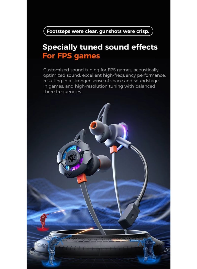 PLEXTONE AKM+ Type-C gaming headset features a stylish RGB lighting design, dual long detachable microphones, supports 40W fast charging while in use, and boasts a leading C-Media 6646 chip for superior audio performance. It has a 1.40m cable and comes in gray. - Image 5