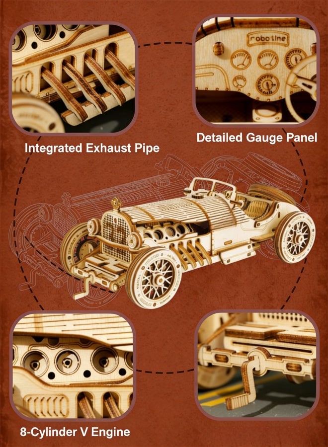 مجموعات بناء سيارات نموذجية - ألغاز خشبية ثلاثية الأبعاد - سيارات نموذجية للتجميع للكبار بمقياس 1:16 - Image 4