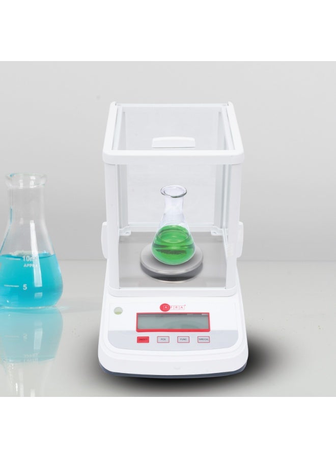 عفرا ميزان تحليلي AFQS-320001EM - ميزان مختبري رقمي عالي الدقة بسعة 300 جرام، بدقة 0.001 جرام مع زجاج أمامي مضاد للكهرباء الساكنة، ومستشعر كهرومغناطيسي، ومعايرة خارجية وبطارية قابلة لإعادة الشحن - Image 4