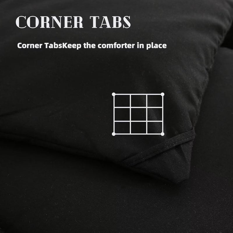 DOWNCOOL Comforters Queen Size, Duvet Insert,Black All Season Duvet, Lightweight Quilt, Down Alternative Hotel Comforter with Corner Tabs (Black, Queen 88x92 Inches) - Image 3