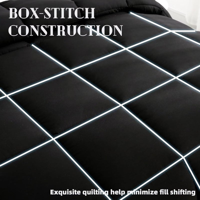 DOWNCOOL Comforters Queen Size, Duvet Insert,Black All Season Duvet, Lightweight Quilt, Down Alternative Hotel Comforter with Corner Tabs (Black, Queen 88x92 Inches) - Image 4