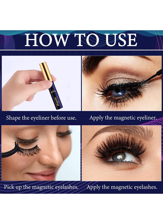 MENAKA - Magnetic Eyelashes Magnetic Lashes With Eyelinermagnetic Lashes Natural Looking10 Pairs Reusable Magnetic Eyelashes Kitfalse Eyelashescrueltyfree(4 Tube Of Liner) - Image 1