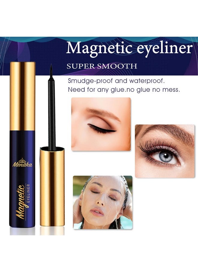 MENAKA - Magnetic Eyelashes Magnetic Lashes With Eyelinermagnetic Lashes Natural Looking10 Pairs Reusable Magnetic Eyelashes Kitfalse Eyelashescrueltyfree(4 Tube Of Liner) - Image 1