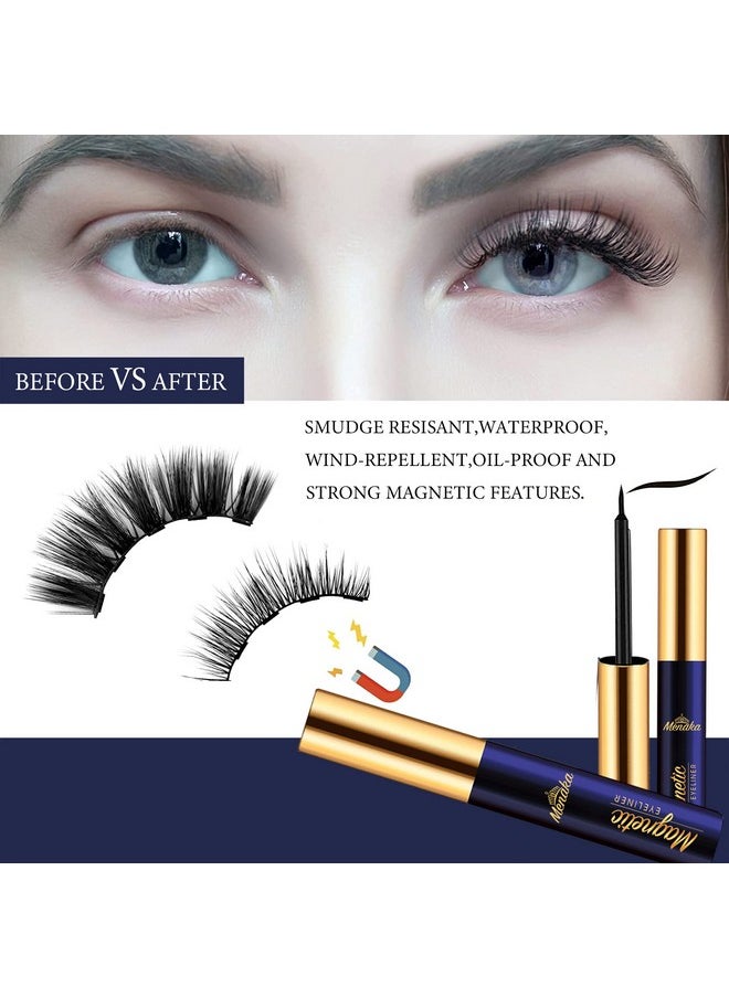 MENAKA - Magnetic Eyelashes Magnetic Lashes With Eyelinermagnetic Lashes Natural Looking10 Pairs Reusable Magnetic Eyelashes Kitfalse Eyelashescrueltyfree(4 Tube Of Liner) - Image 1
