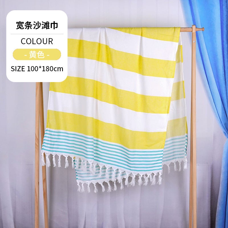 Cross-Border Wholesale European and American Thin Tassel Bath Towels, Thickened and Absorbent, Outdoor Sun Protection Bathing Turkish Beach  Towels - Image 1