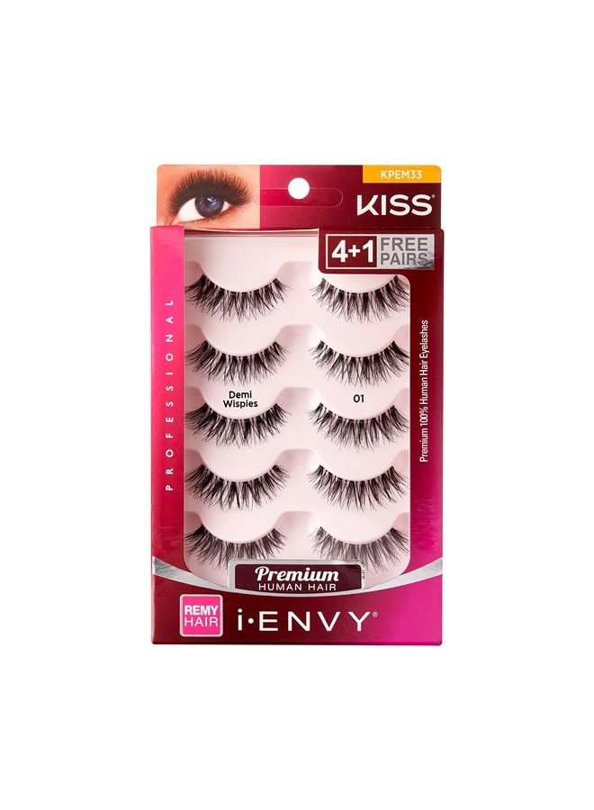 KISS I-ENVY by KISS Beyond Naturale 01 Lashes Demi Wispies 5 Pair 1 Pack Natural Wispy Style KPEM33  - Image 1