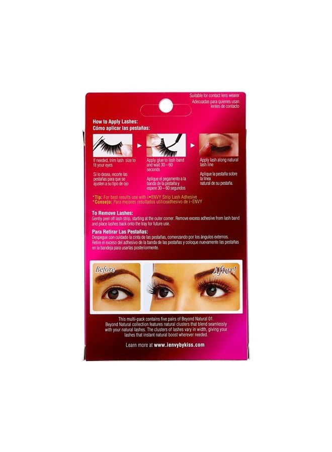 KISS I-ENVY by KISS Beyond Naturale 01 Lashes Demi Wispies 5 Pair 1 Pack Natural Wispy Style KPEM33  - Image 3